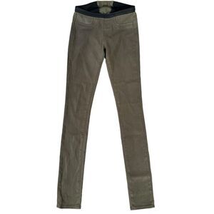 Helmut Lang Womens Coated Faux Leather Skinny Leggings pants Size 24 Green